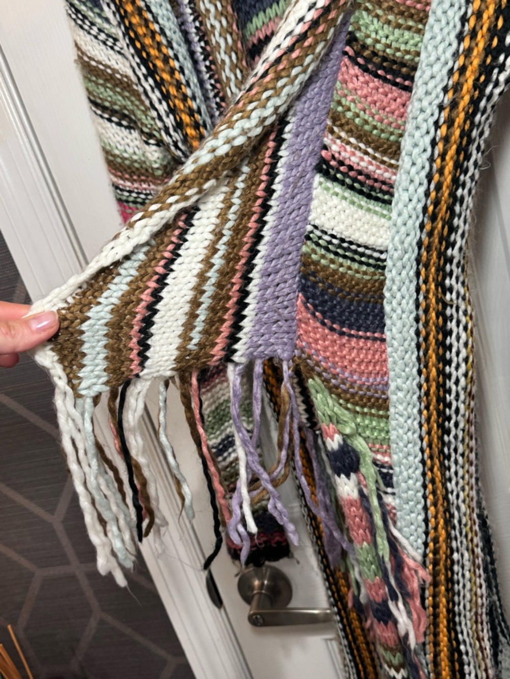 *RARE* Free People Tparty Technicolor Multicolor Knit Long Cardigan w/ fringe - Picture 13 of 14